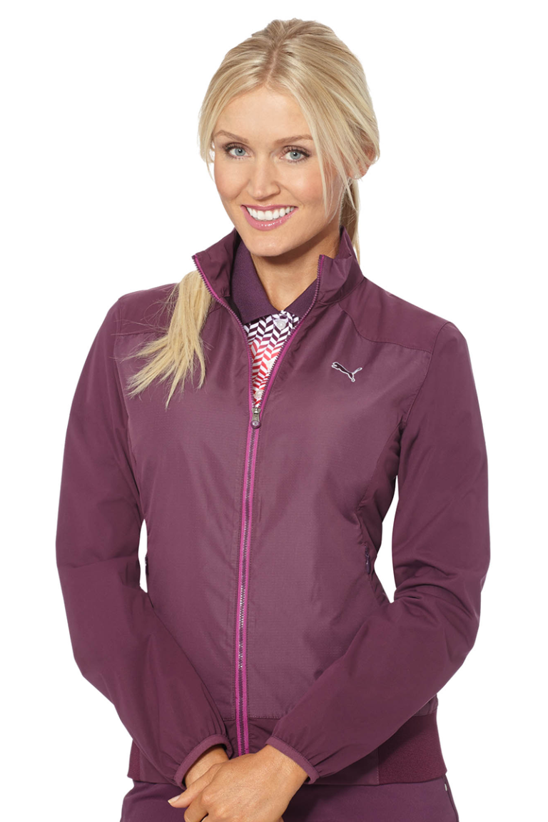Blair O'Neal in a purple PUMA jacket